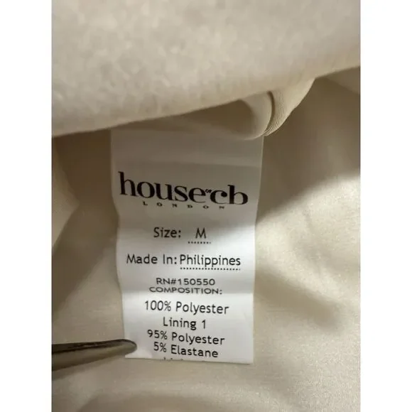 House of CB Ariella Ivory Satin Crystal Embellished Bow Dress. Sz M. NWT - Picture 10 of 15